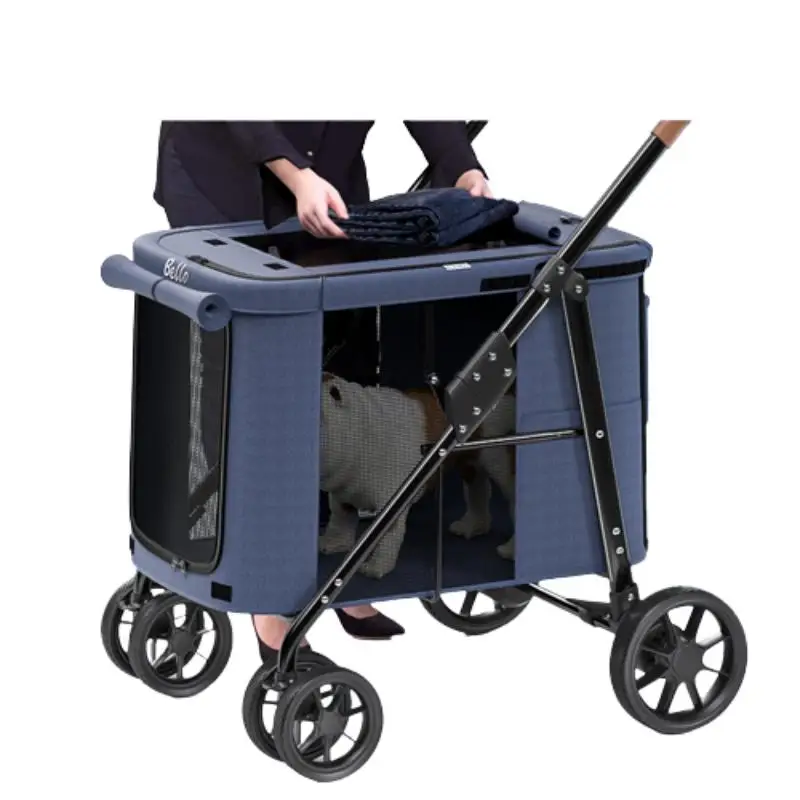 

STLFBello Large Stroller Wagon for Cats One Hand Folding Larger Dog Stroller UK by Easy Folding Pet Stroller for 2 Dogs