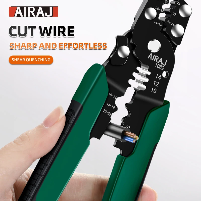 AIRAJ Professional Electrician Wire Tool Cable Wire Stripper Cutter Crimper Automatic Crimping Stripping Plier