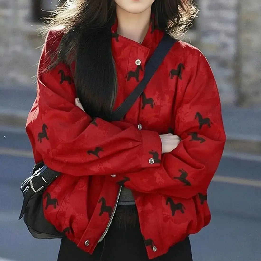 red jacket and coat women's 2026 new models are popular this year, short models are unique and beautiful, and high-end tops.