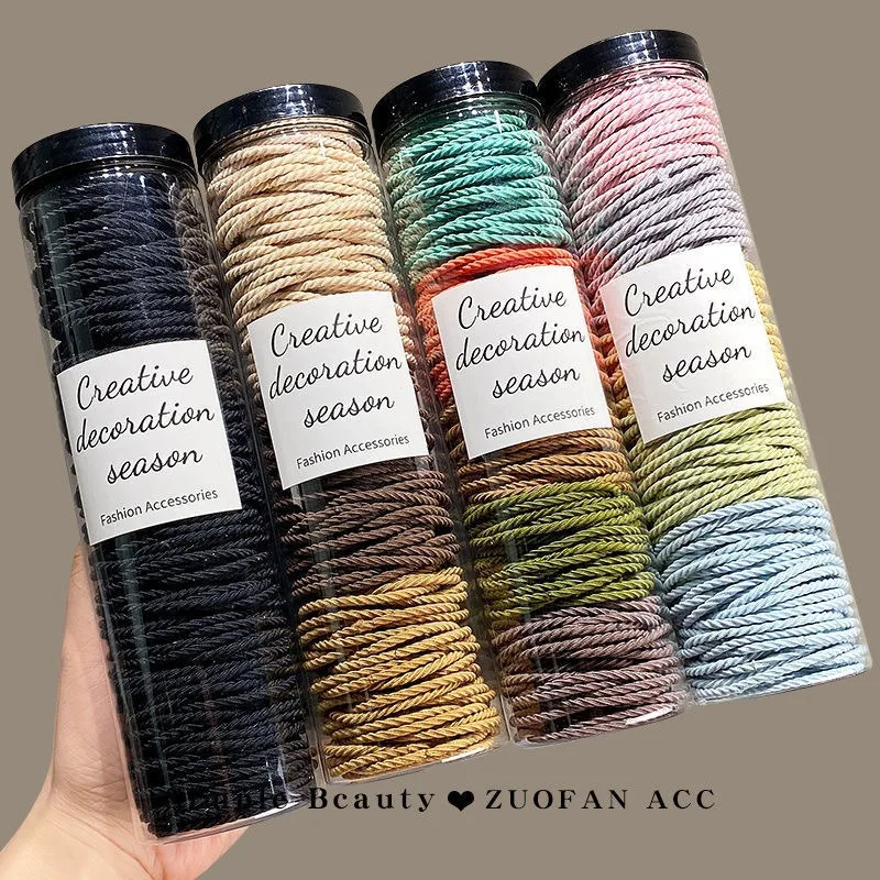 100pcs Bucket Basic Seamless Hair Loops Threaded Anti-slip Bands High Ponytail Strings Gentle Elastic Ties Protect Hair Daily