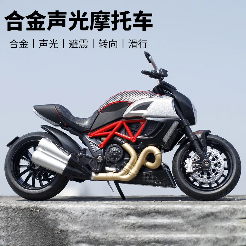 1:12 Ducati Diavel Motorcycle model High Simulation Diecast Metal Alloy Model car Sound Light Collection Kids Toy Gifts ﻿M9