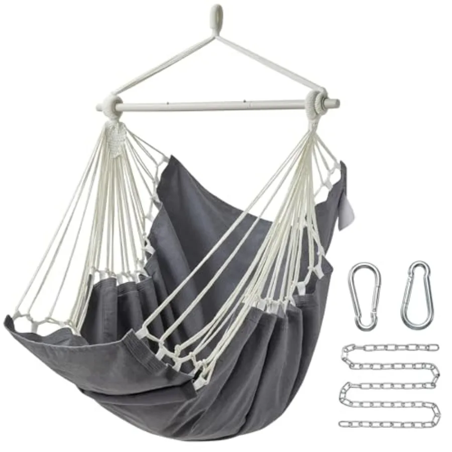 

Hanging Hammock Chair Swing MAX 500 lbs Outdoor Hanging Chair with Footrest Indoor Swing Chair with Portable Steel Spreader Bar