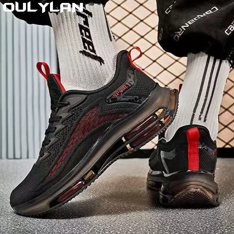 Oulylan Outdoor Breathable Men Running Shoes Lightweight Men Sneakers Anti-slip Male Sneakers Soft Sports Shoes Walking Tenis