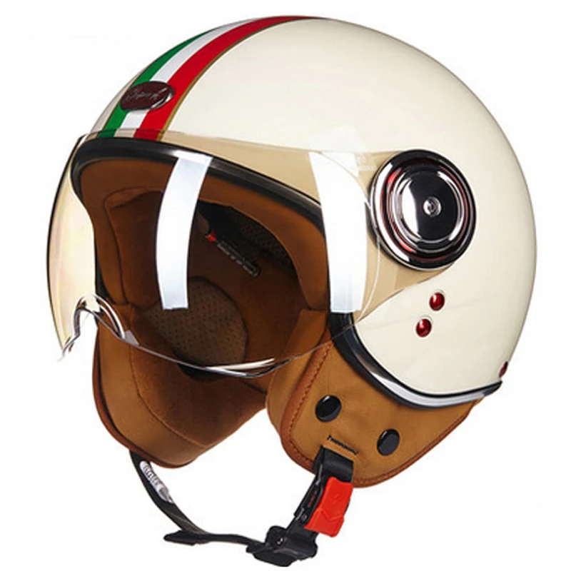 

BEON Retro Motorcycle Helmet Men Women 3/4 Face Motorbike Scooter Double Lens Casco Moto Electric Vintage Riding Racing Helmets