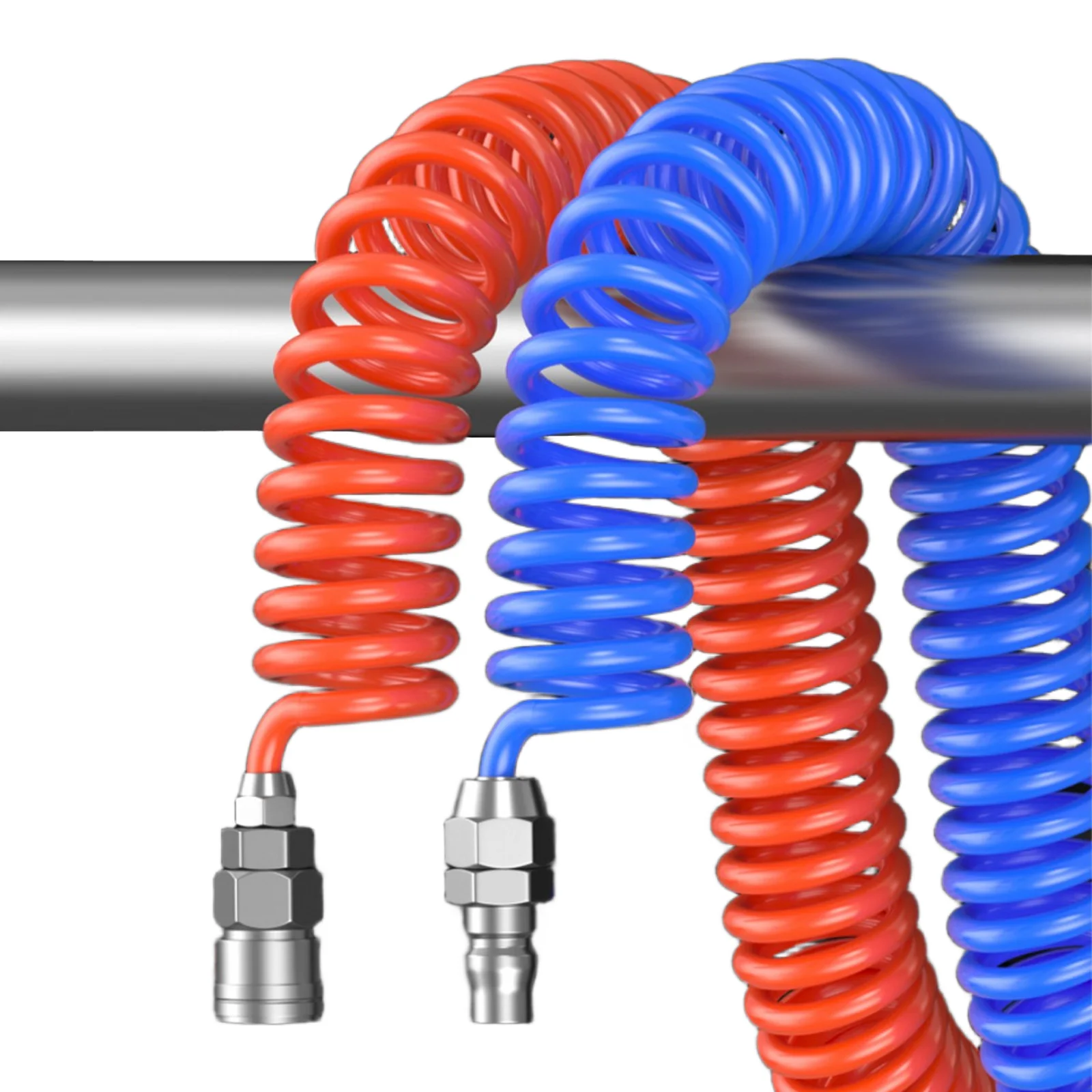 8x5mm 10x6.5mm PU Red/Blue Spring Spiral Pipe with JP/EU Fitting 6/9M PU Air Compressor Hose Tube Fle xible Air Tool Pneumatic