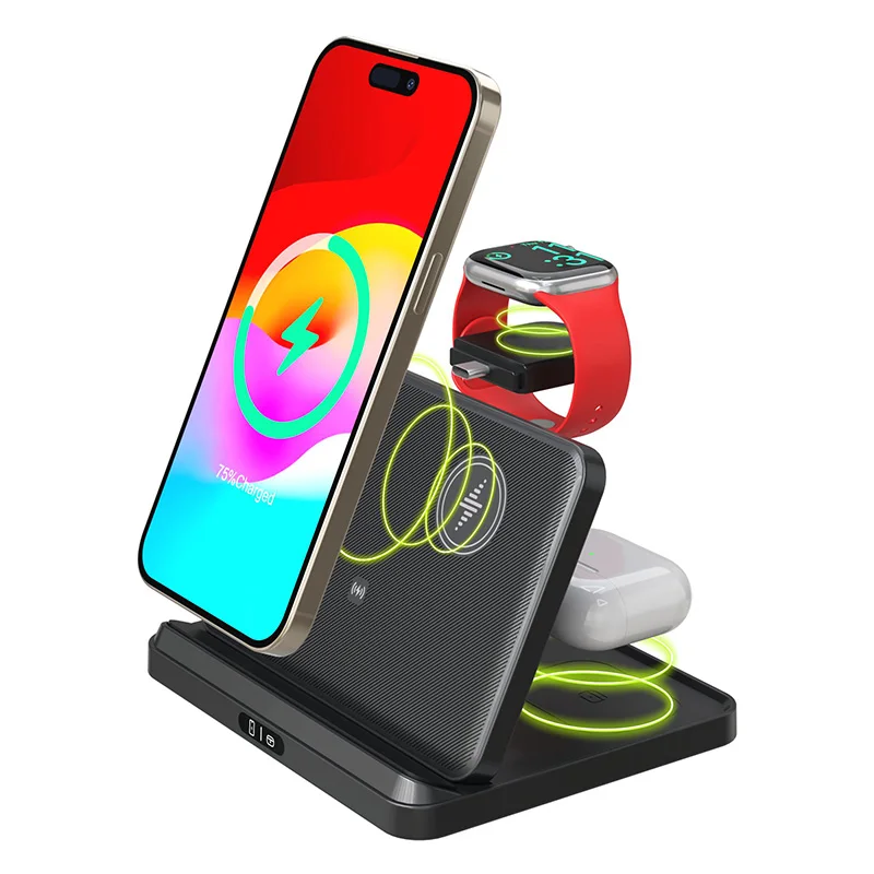 3 In 1 Wireless Charging Station For Multiple Devices Wireless Charging Stand For iPhone16~12 Series For AirPods & iWatch