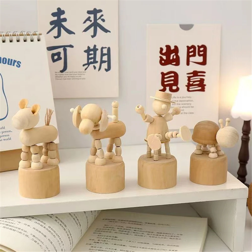 Mini Figurines Wooden Robot Articulated Animals Home Creative Crafts Dummy Decoration Dog Giraffe Snail Elephant Small Ornaments