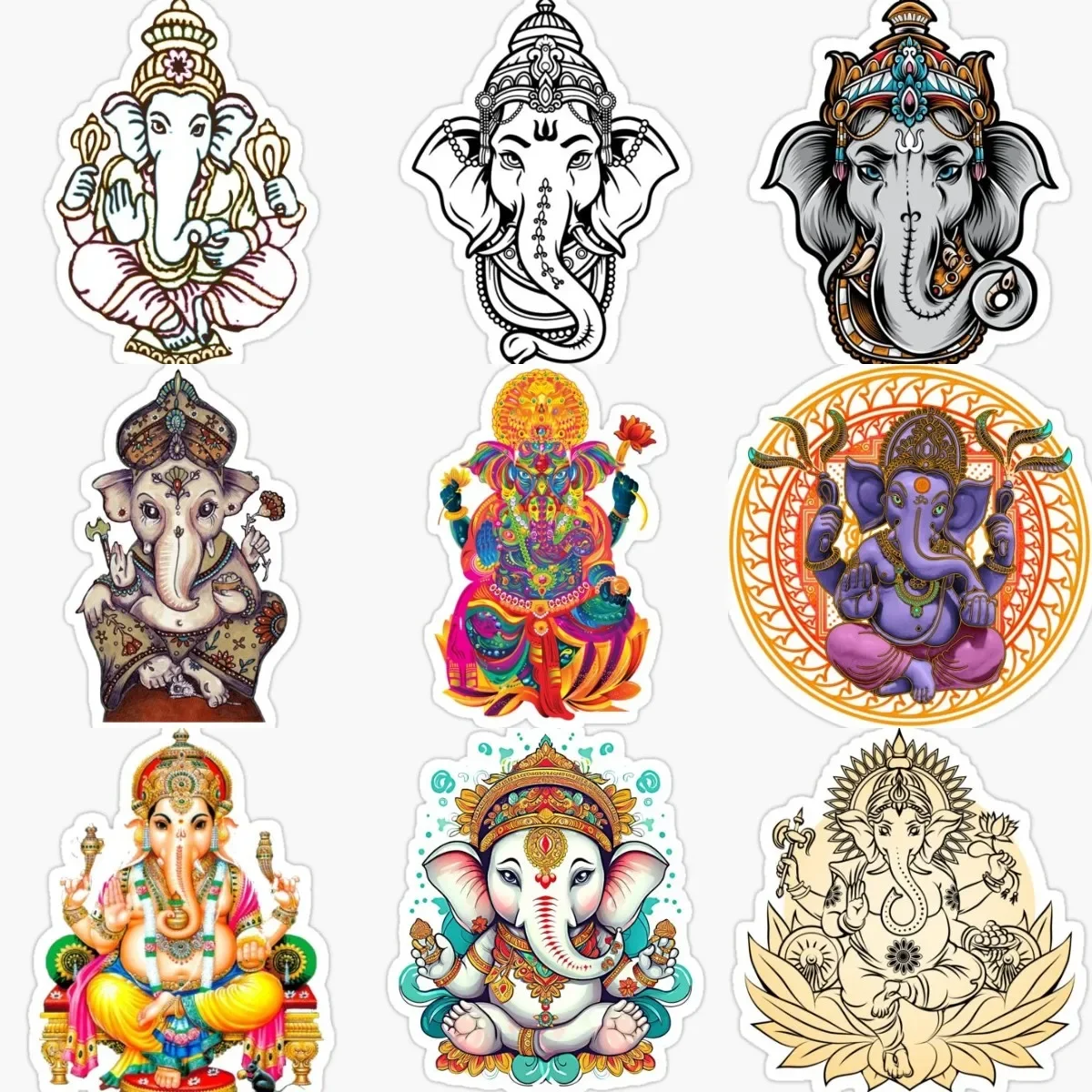 

Indian Ganesha Elephant God Sticker Laptop Vinyl Waterproof Car Window Truck Moto Glass Bicycle Van Wall Camper Room Door Decal