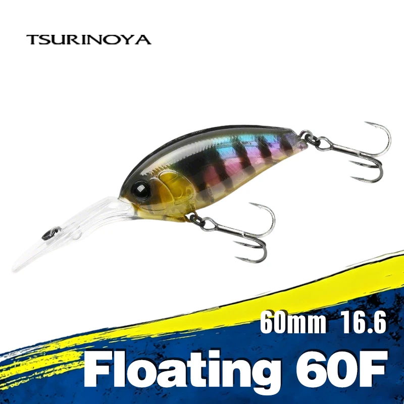 TSURINOYA 60mm 16.6g 0-3m Floating Fishing Lure Crankbait CHASER 60F Crazy Wobbler Artificial Hard Baits Long Casting Crank