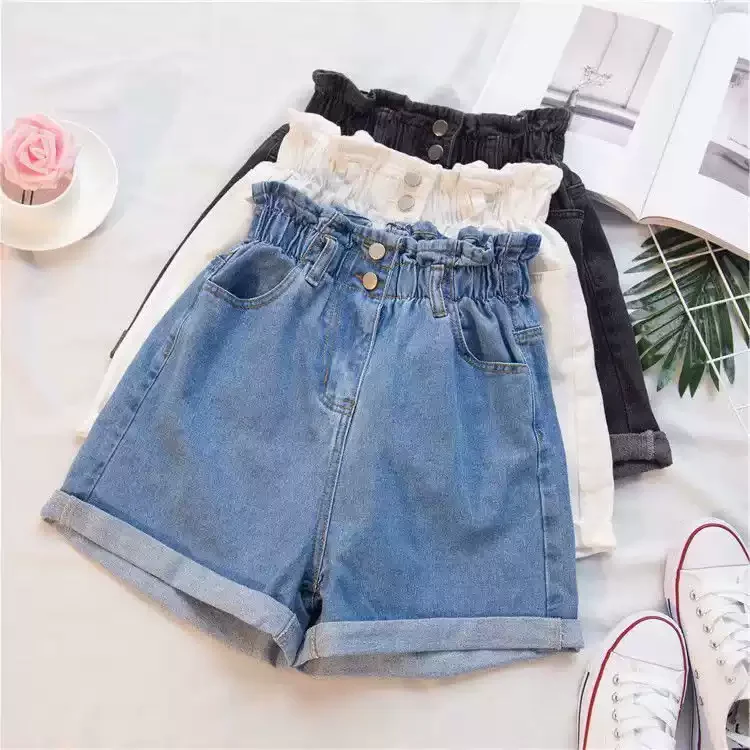 High Waist Comfortable Loose Women's Denim Shorts Spring Autumn Wide Leg A-Line Pants Big Size plus Size Slimming Effect