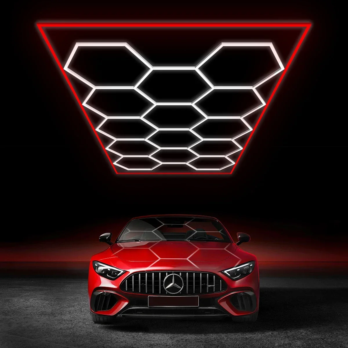 Led lights hexagon Ceiling Light Frame / RGB Colored Auto Car Show Room Car Detailing Car Studio Hair salons, shops Customized