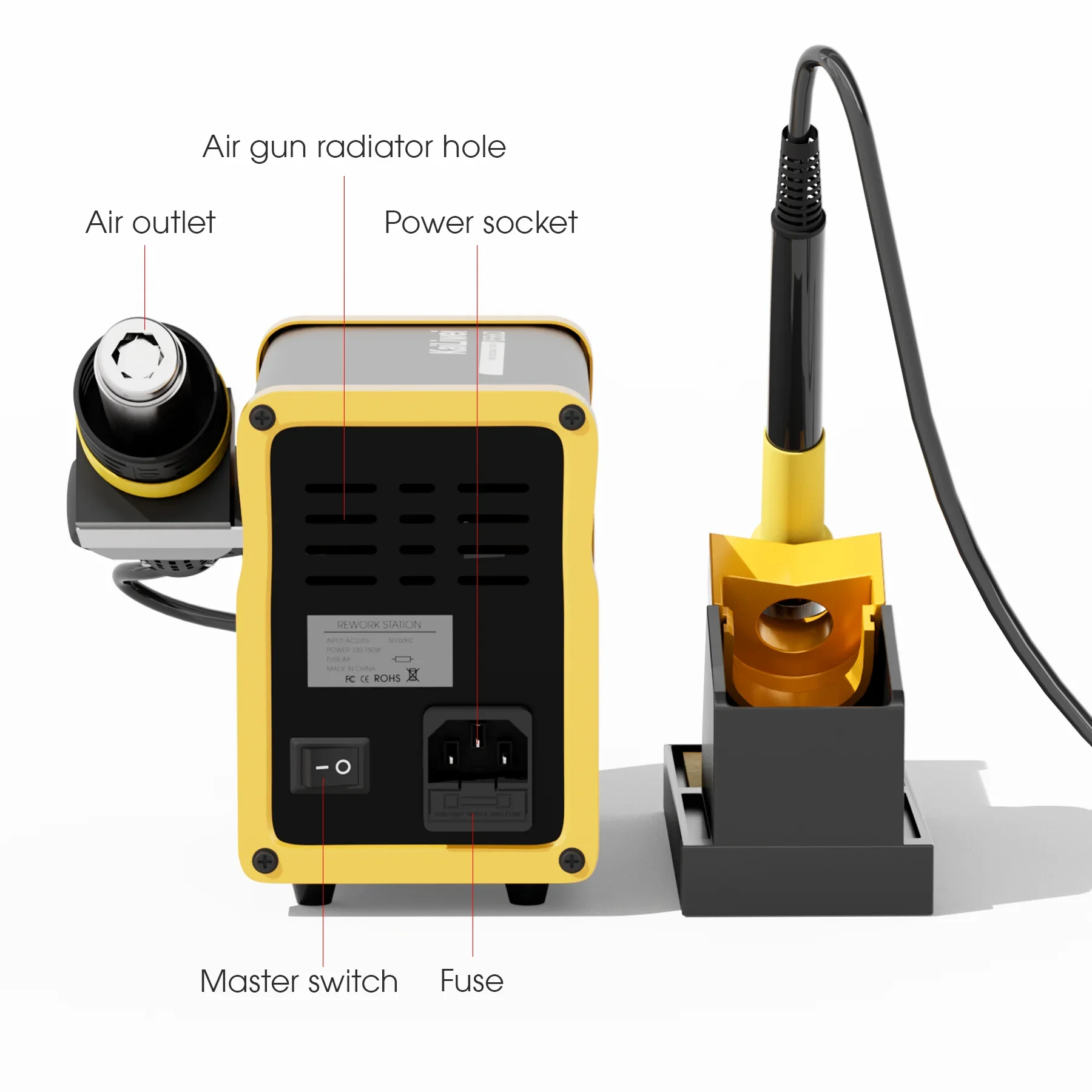 750W Led Display Rework Solder Iron Digital 2 In 1 Hot Air Gun Welding Soldering Station For Mobile Phone Repair Kailiwei