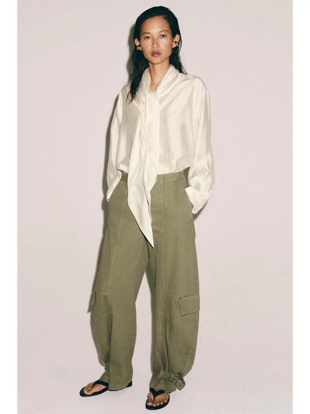 Casual Long Sleeve Shirt Commute Knot Decorated Draping Polyester Fiber Skincare Breathable Straight Cut French Style