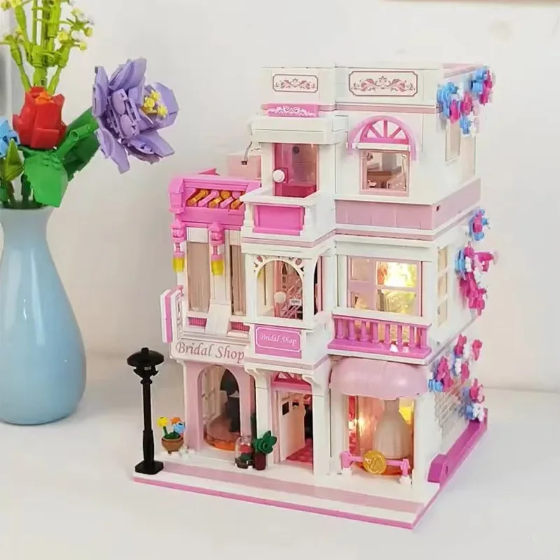 Blocos de Montar Criativos para Hotel, Restaurante e Salão, Brinquedos Educativos DIY para Crianças, Presentes para Meninos