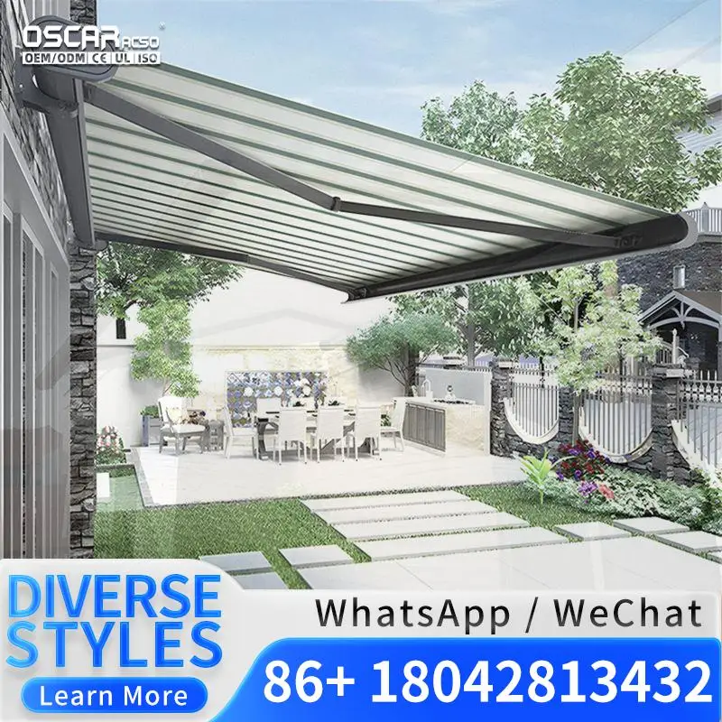 Customized Size Modern Aluminum Retractable Electric & Manual Awning Canopy for Outdoor Patio Balcony Retractable Awning
