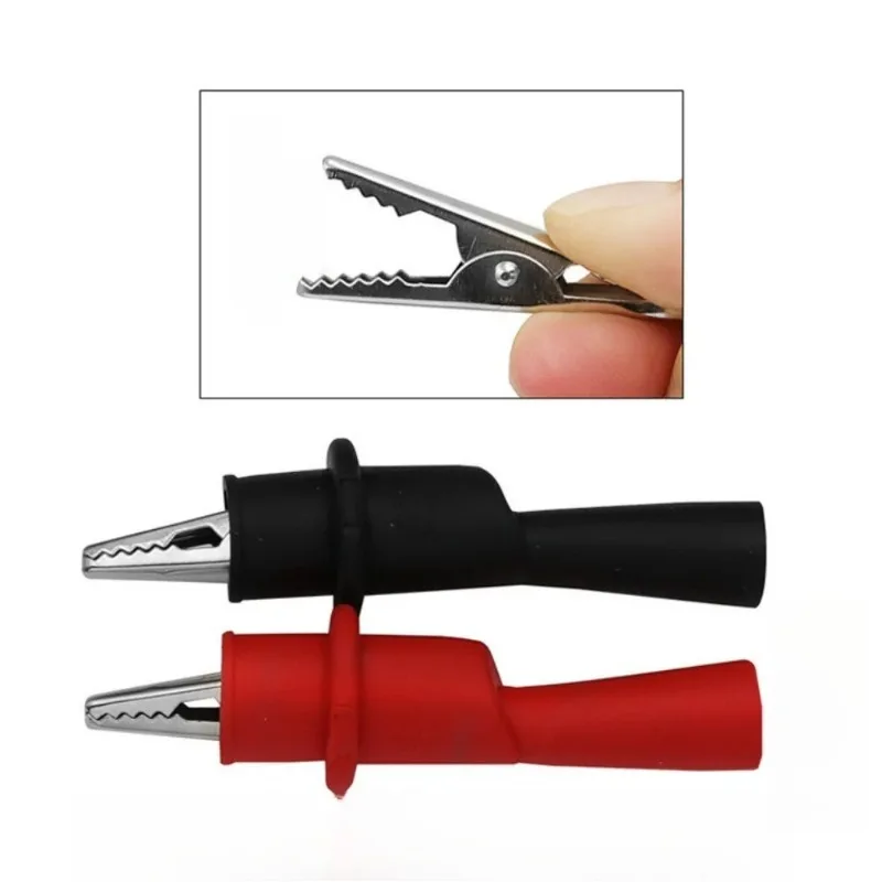 2Pcs Multimeter Tester Accessories Red Black Wire Tip Clamps Rated 10A 1000V Test Clip for Multimeter Measuring Tools