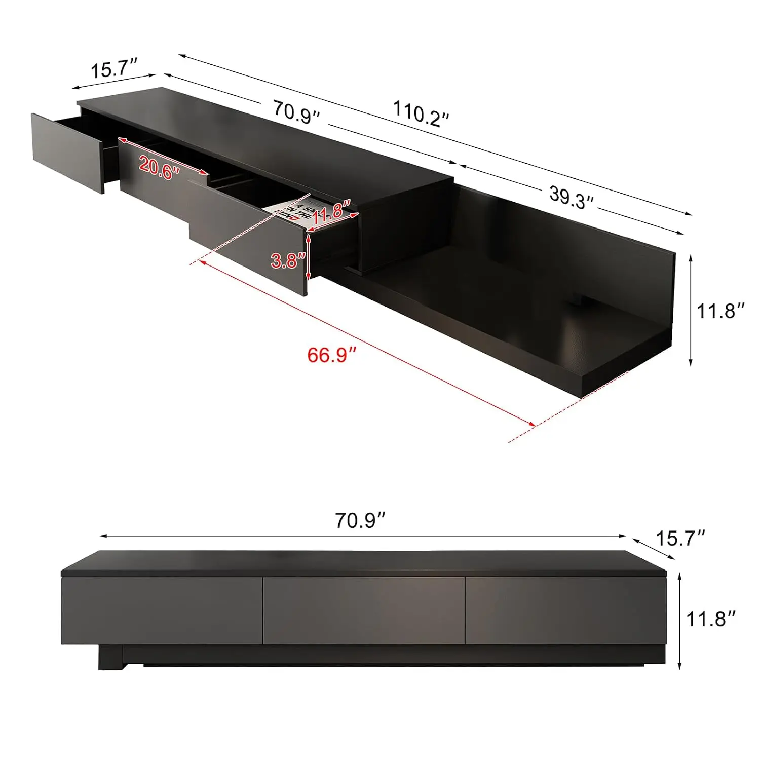 Expandable TV Stand 70.9-110.2