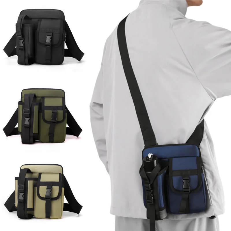 New Men's Single-shoulder Bag, Outdoor Water Cup Crossbody Bag, Fashionable Water-resistant Oxford Cloth Single-shoulder Bag
