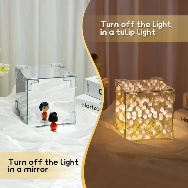 Handmade DIY Tulip Flower Cube Night Light GT Full Set of Material Package Room Decoration Couple Birthday Gift Night Light 3