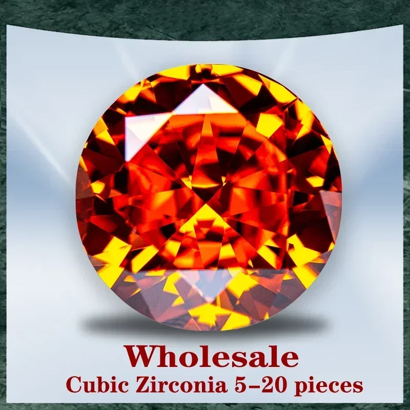 

Q-Cubic Zirconia Wholesale No Certificate Crushed Ice Cut Round Shape Orange Color Charms Beads Top For Jewel Making