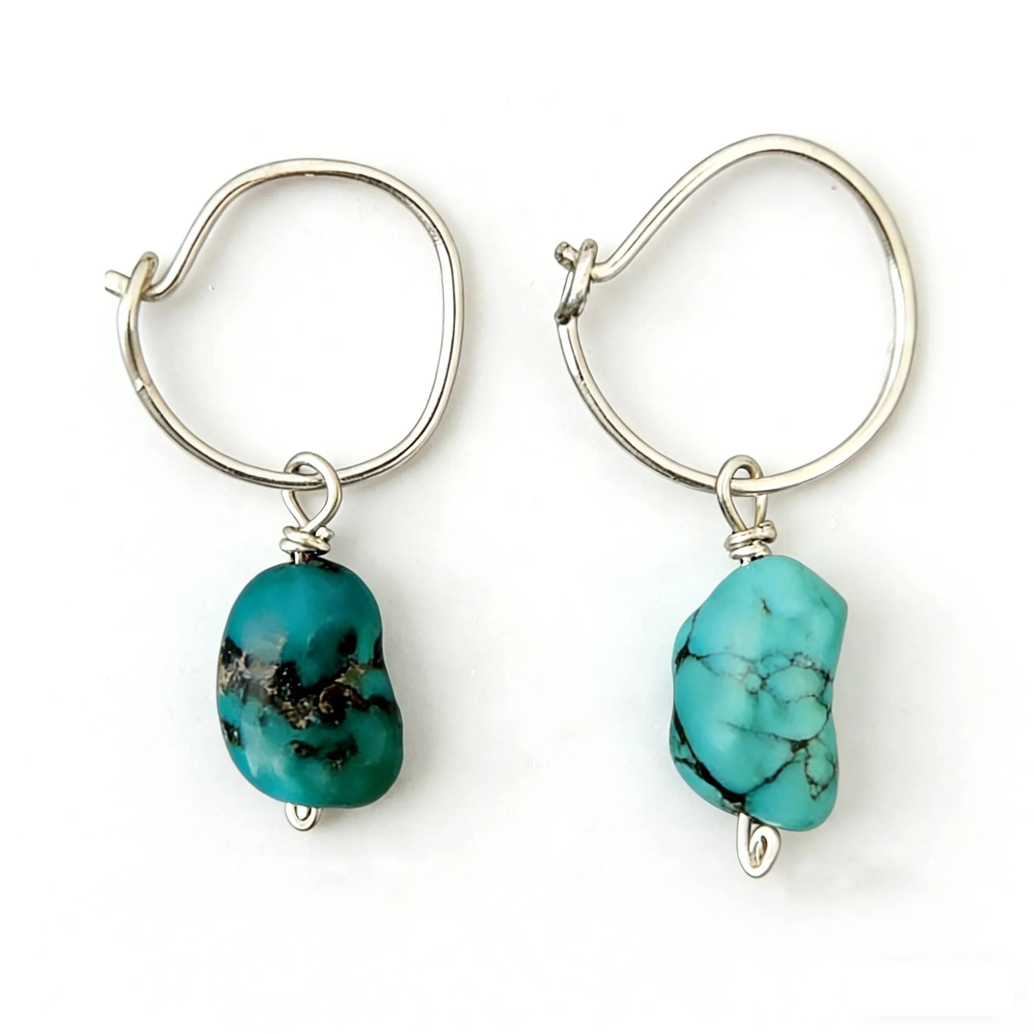 

Handmade Dangle Earrings with Natural Turquoise, Unique/Original design Long Tassel Jewelry for Daily & Party Wear no copy