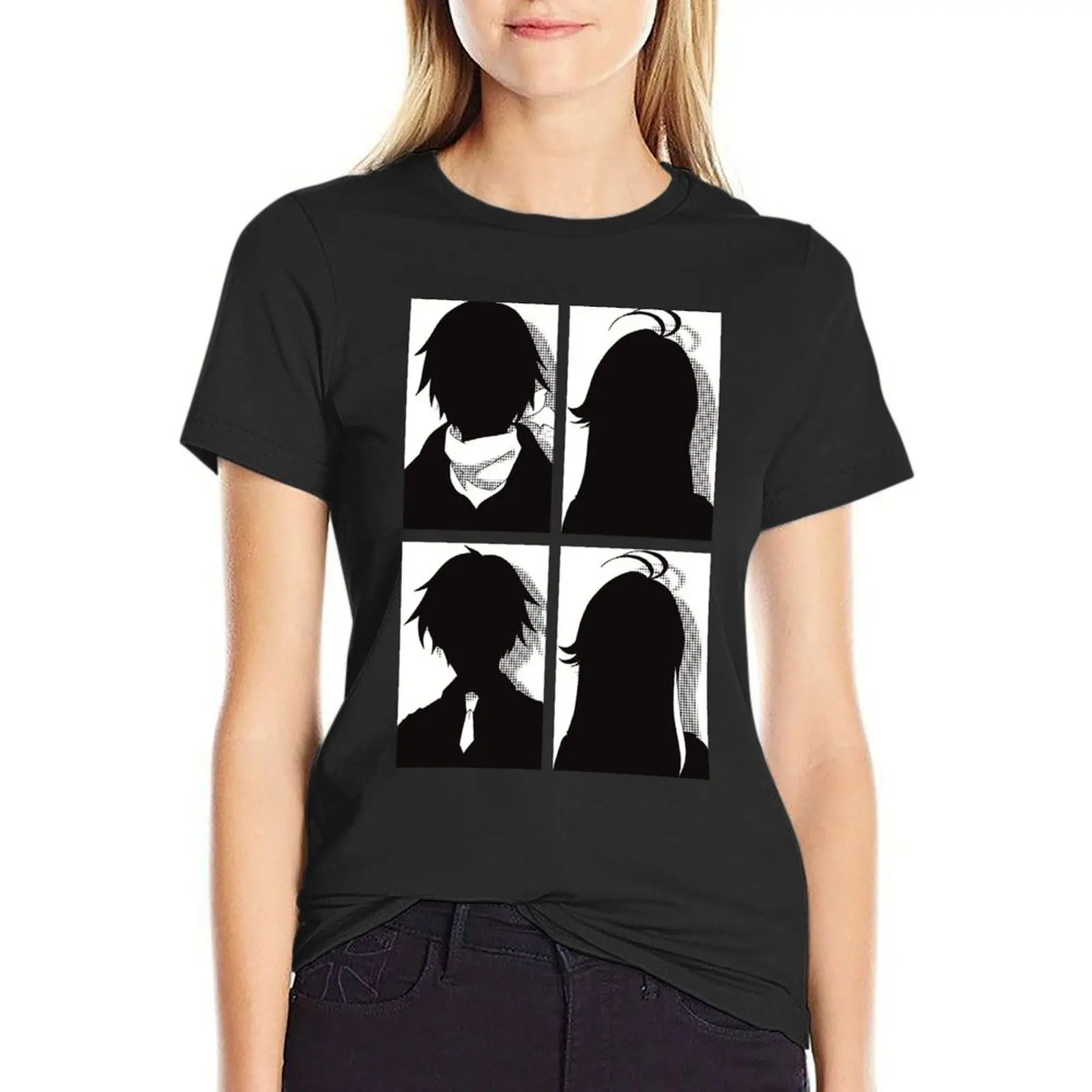 

86 or Eighty six anime merch All main character in black and white pop art silhouette design Shinei nouzen x Vladilena m T-Shirt