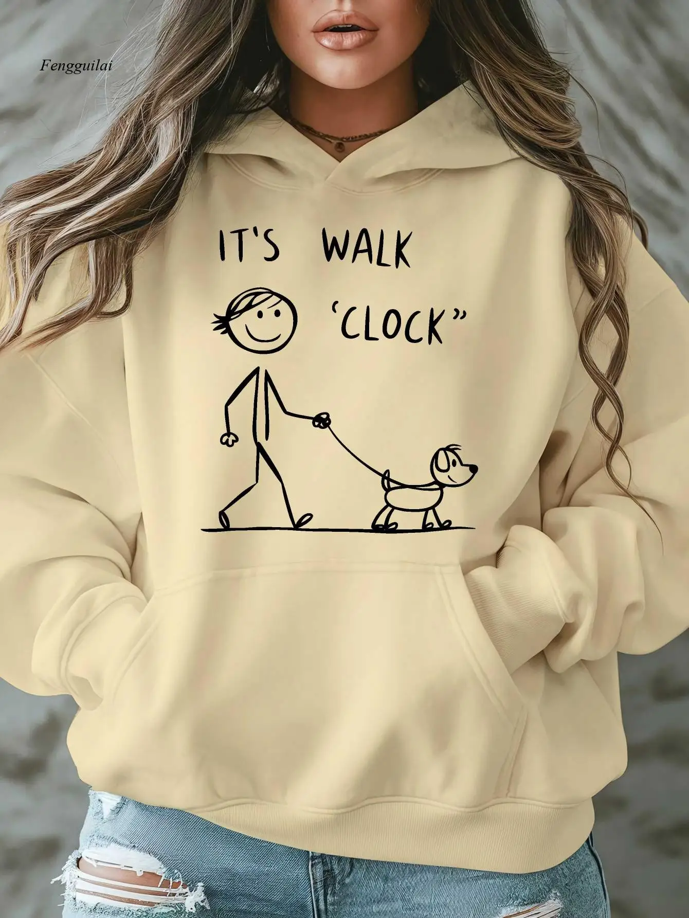 

Повседневная толстовка с капюшоном и принтом It s Walk, осенне-зимняя повседневная толстовка с длинными рукавами