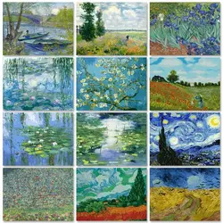 RUOPOTY abstrakcyjny obraz ręcznie malowany obrazek numerami dorośli Van Gogh niebo dekoracje rysunek na numery Diy prezent dekory domu 60x75cm