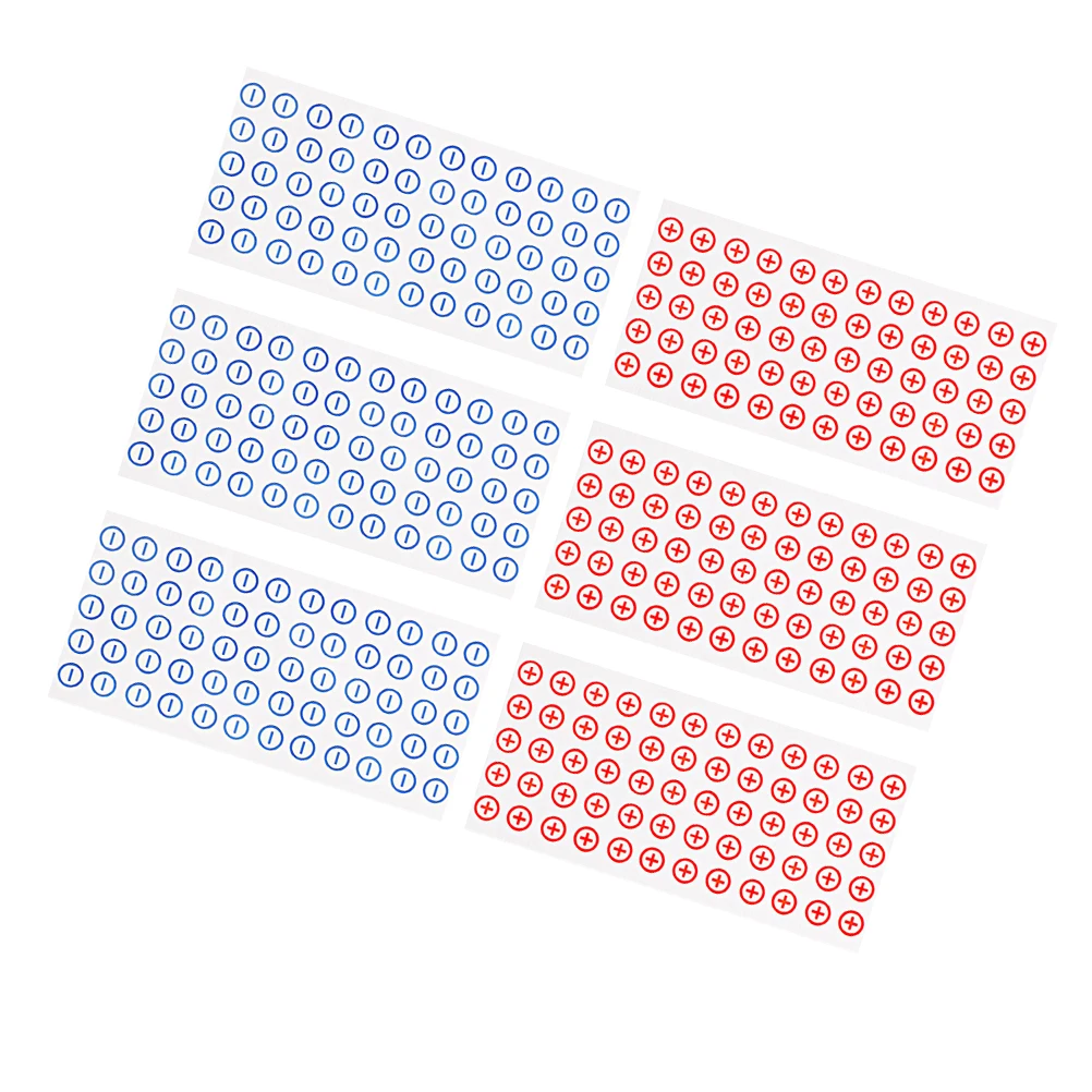 

360pcs Positive Negative Labels 12mm Red Blue PVC Stickers High Visibility Colors Secure Adhesion Offices Industrial