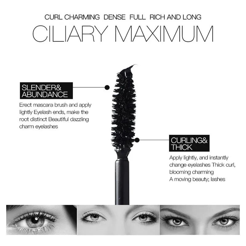 Black Curled Lashes Mascara Lengthens Eyelashes Extra Volume Long Lasting Waterproof Natural Quick Drying Lashes Female Makeup