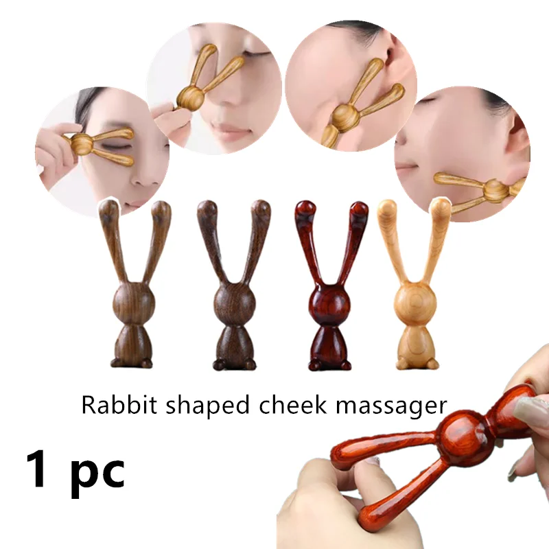 

Многофункциональная древесная терапевтическая массажная расческа в форме кролика, массажер для носа, натуральный сандал, гуаша, скребковый массажер для тела