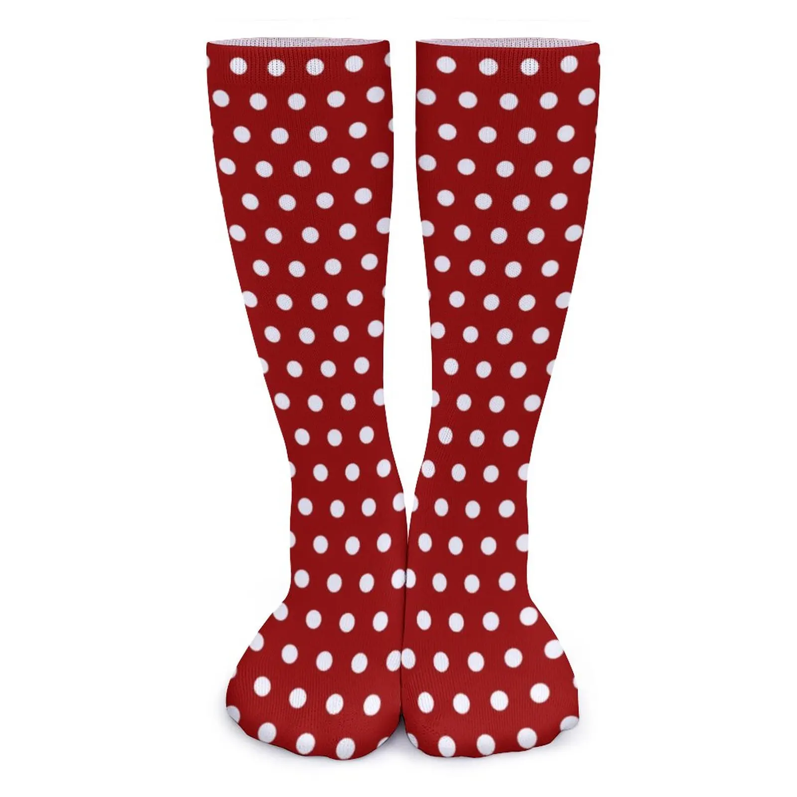 White Polka Dot Stockings Female Dark Red Socks High QualityKorean Socks Cycling Anti-Slip Design Socks Gift