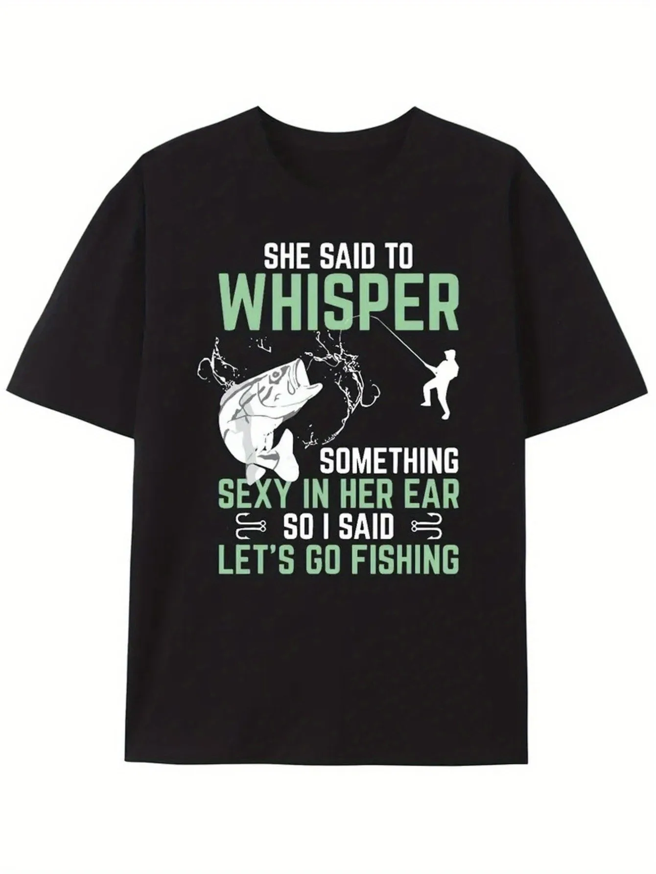 

Men's Fun Fishing Graphic T-Shirt - Vintage Bohemian Style Crew Neck Short Sleeve