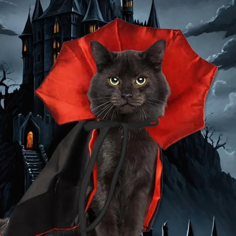 Decoración de Halloween, disfraz de capa de vampiro para mascotas con alas de murciélago, diseño de cierre táctil ajustable para cachorro, gatito, perro, gato, fiesta de Cosplay
