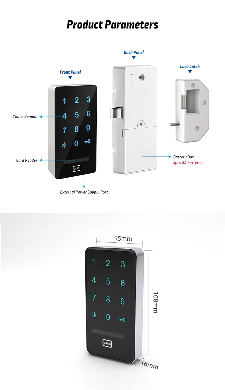 Touch Numerische Tastatur Passwort RFID Karte Schlüssel Digitale Elektronische Schrank Spind Schloss Großhandel – Detail 6