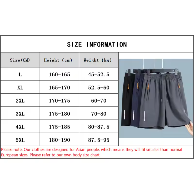 Men's Summer Ultra-thin Ice Silk Beach Casual Shorts Jogging Sport Quick Dry Male Zipper Loose Gym Sports Short Pants Sweatpant - Image 6