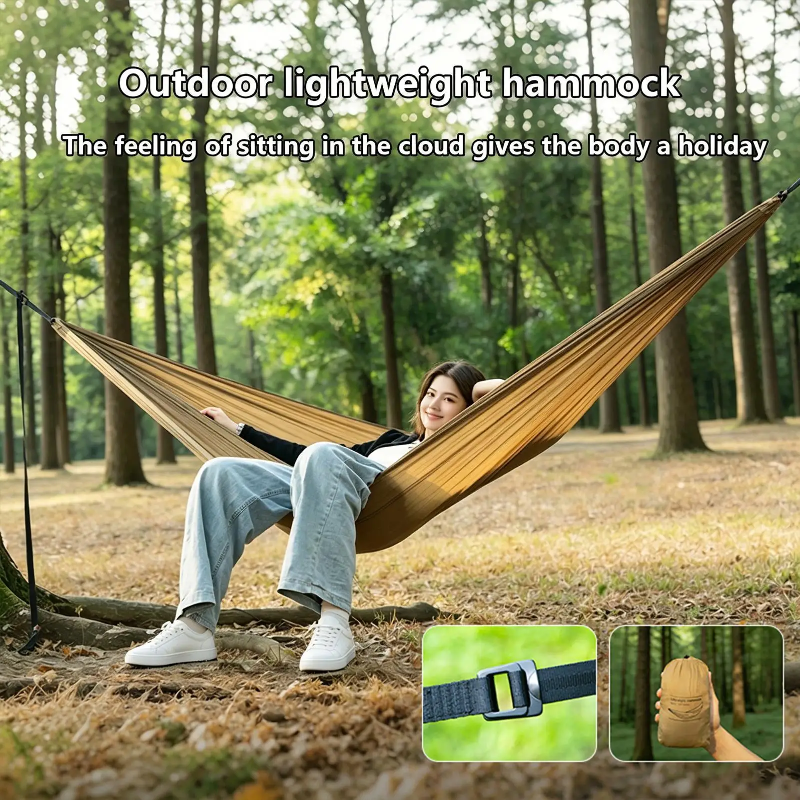 Outdoor Hammock Foldable Lightweight Anti-Tip Swing Portable Hammock Outdoor Seating For Camping Hiking Travel Picnic Backyard