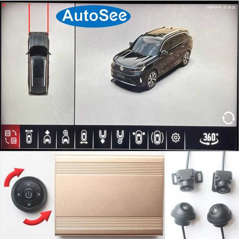 for Ssangyong korando 360 degree camera bird eye 3D panoramic view Front rear side mirror cam Surround backup reversing 4K dash