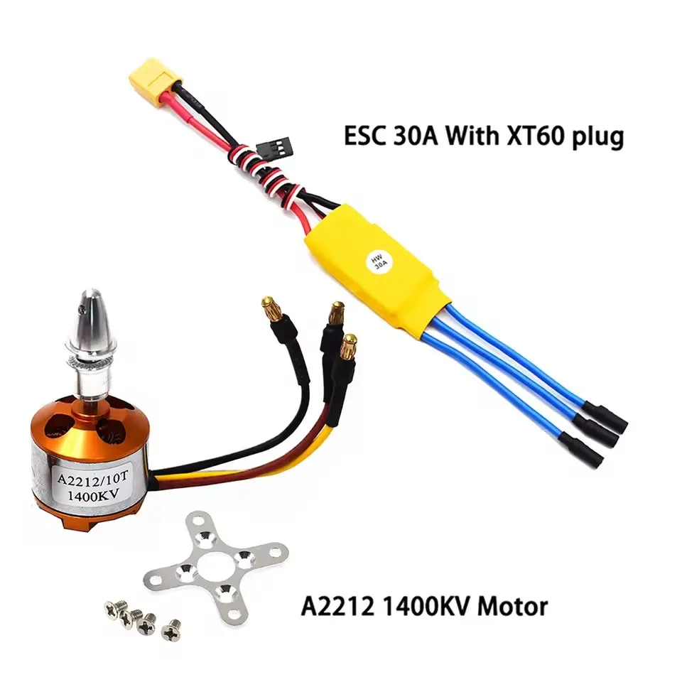 A2212 2212 1400KV Brushless Motor 30A ESC SG90 9G Micro Servo 8060 Propeller for RC Fixed Wing Plane Helicopter
