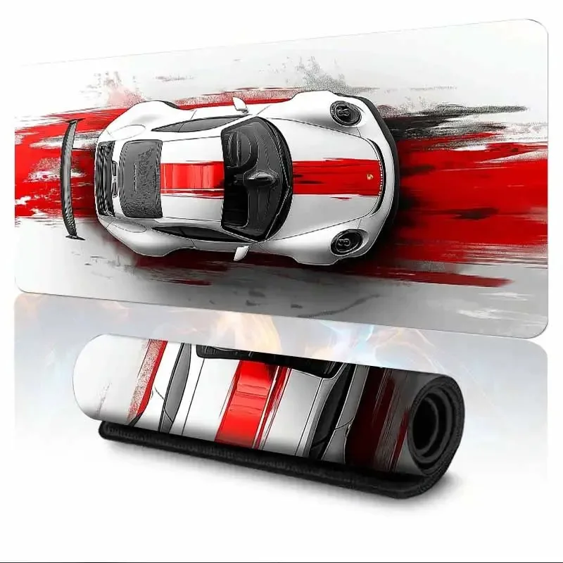

Red and White Racing Pattern Mouse Pad Large Rubber Anti-slip Desk Accessories Mousepad for Offices and Gamer Keyboard Decor Mat