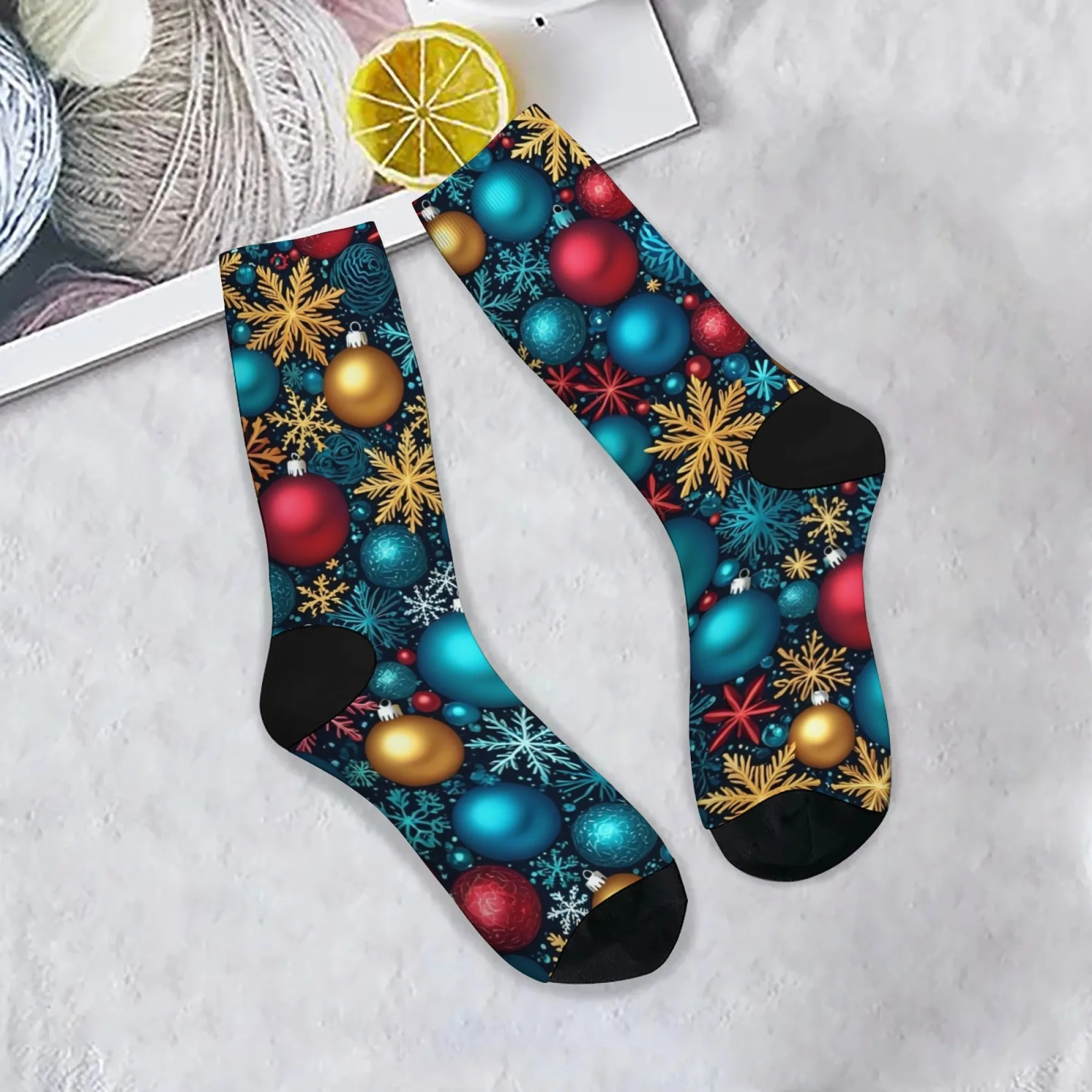 Neuheit Weihnachtskugel Herrensocken Harajuku Hip-Hop lustige glückliche Socken bequeme atmungsaktive rutschfeste Freizeitsocken Weihnachtsgeschenk
