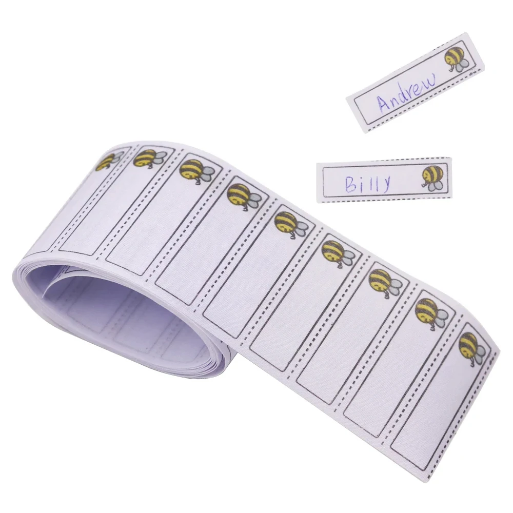 100pcs/pack Iron-on Bee Pattern Washable Name Labels Garment Fabric Tags Clothing Labels Marker Set for Clothes Accessories