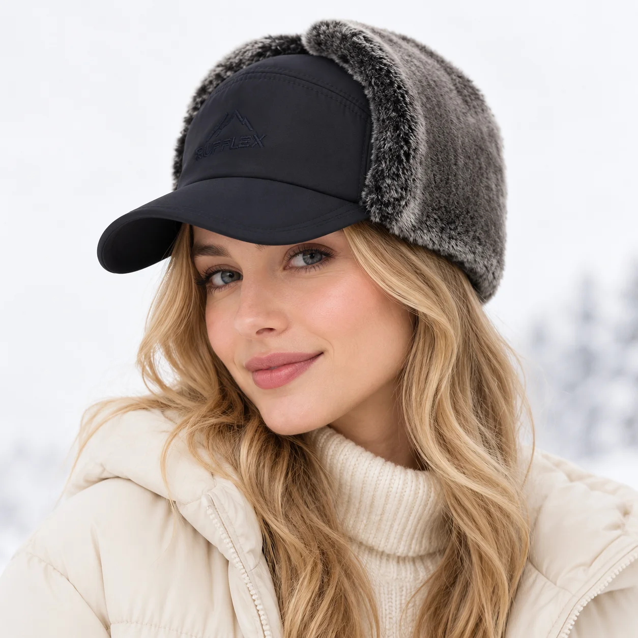 Winter Trapper Hat Men Faux Fur Earflap Baseball Cap Outdoor Ski Snow Thickened Face Cover Neck Guard Windproof Casual Hood Hat