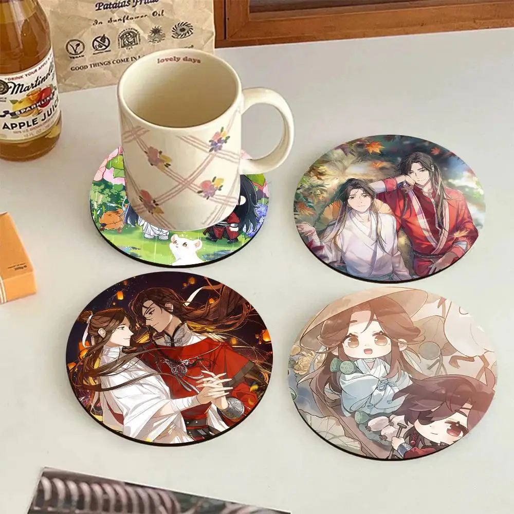 Anime Heaven Officials Blessing Round Wooden Coasters Suitable For Restaurants And Coffee Home Gift Choice Holidays
