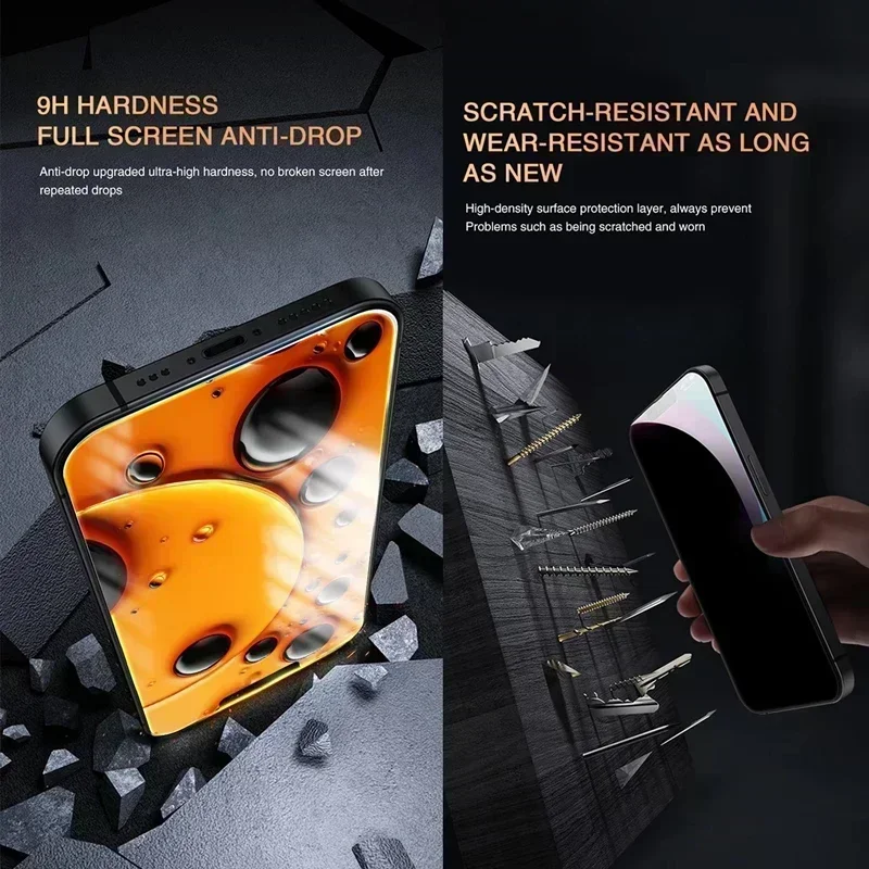 6Pcs Full Cover Privacy Screen Protector for IPhone 16 12 13 14 15 Pro Max Mini Anti-spy Glass for IPhone 11 15 PRO XR X XS Max