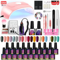 Juego de manicura Phoenixy, Kit completo de esmalte de uñas de Gel con lámpara, accesorios y herramientas para uñas, Kit completo de uñas semipermanentes