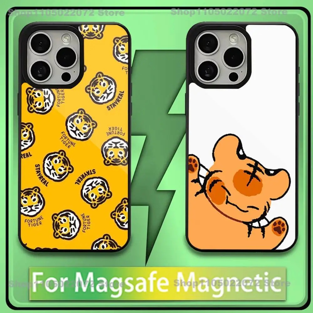 

Cute Cartoon Tiger Phone Case For iPhone 17,16,15,14,13,12,11,Plus,Pro,Max,Mini Soft Magesafe Magnetic Wireless Charge