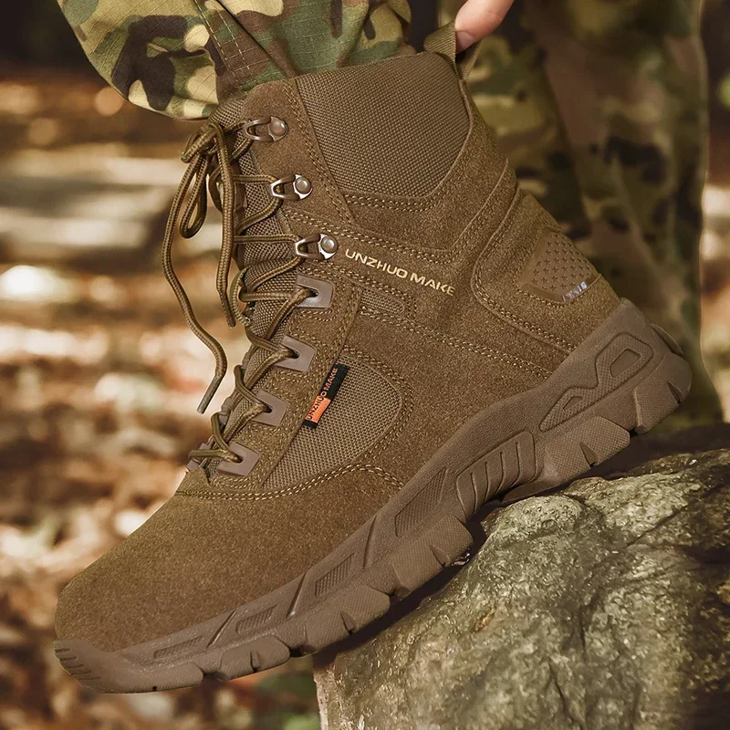 أحذية المشي لمسافات طويلة الرجال الأحذية منتصف أعلى الدانتيل متابعة دائم أحذية رياضية غير رسمية في الهواء الطلق سميكة سوليد أحذية قتالية مريحة الرجال #4