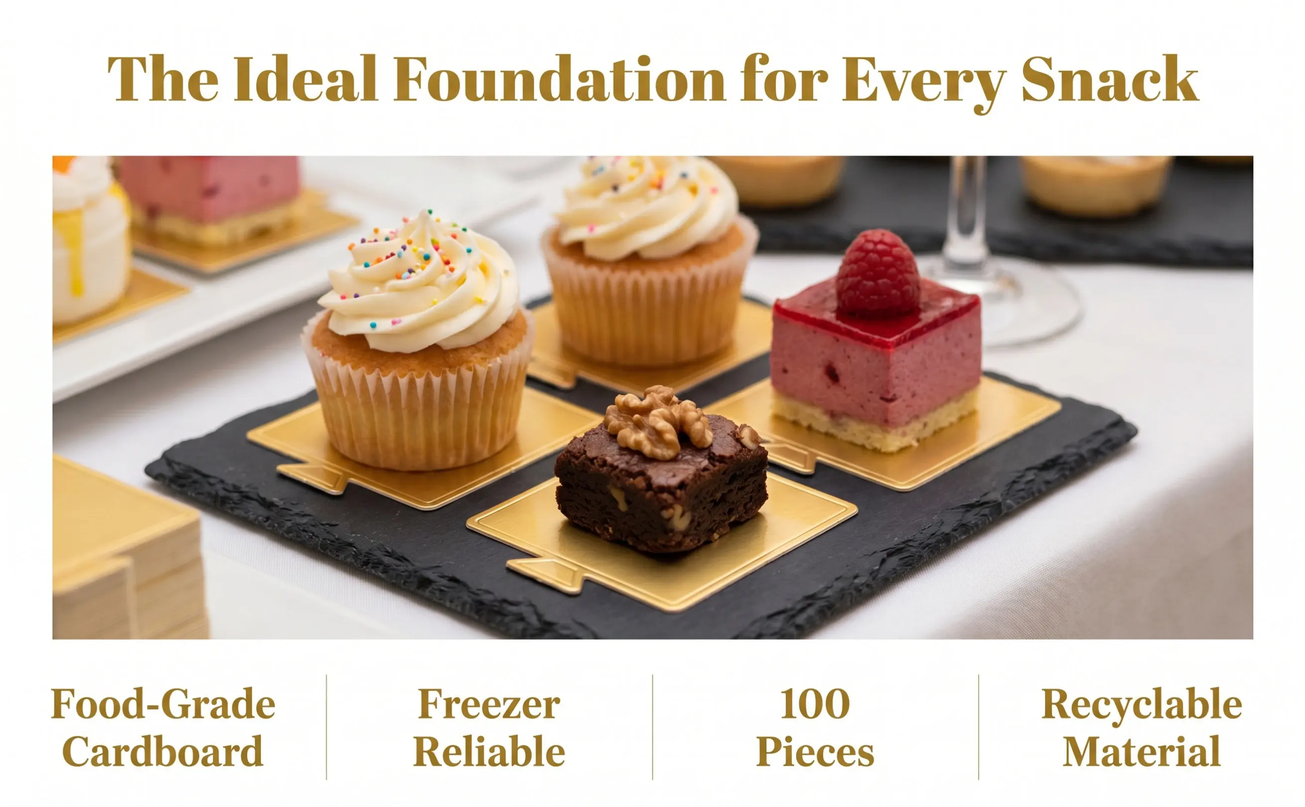 100Sheets Heavy Duty Square Cake Boards Cardboard Cake Display Trays for Bakery Coffee Shop Party Dessert Presentation and Home