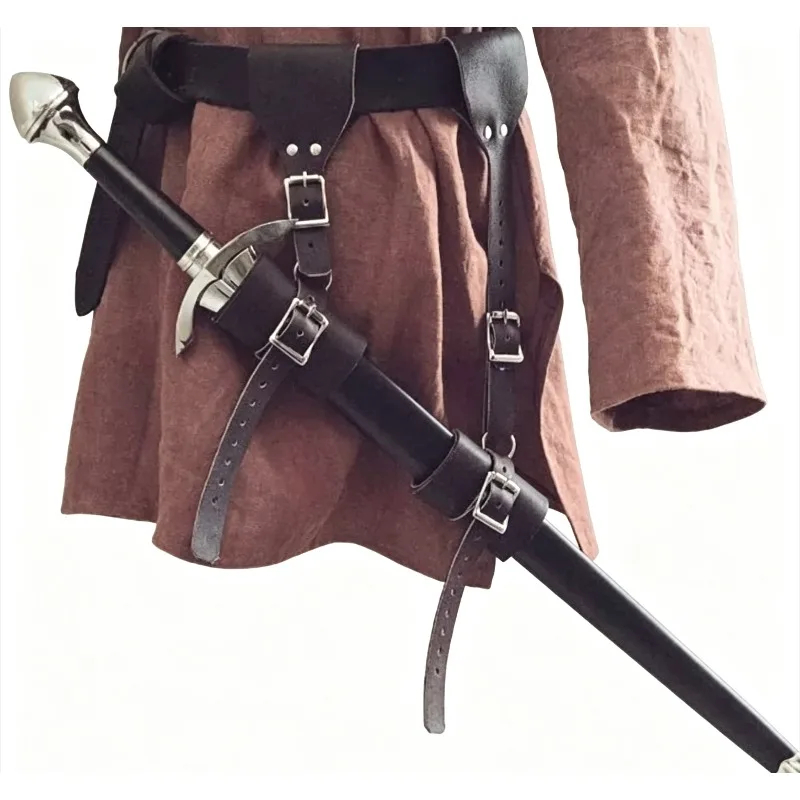 Medieval Sword Belt Gothic Steampunk Waist Sheath Sword Holder Knight Leather Suspenders Strap Holster Accessory